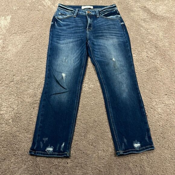 Kancan! Mild distressing front and back! Size 27. Dark wash signature denim - Picture 1 of 9